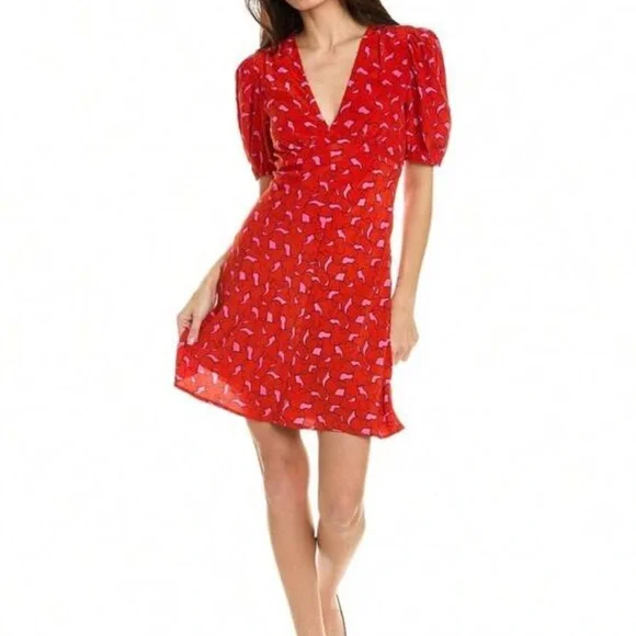 STAUD Mini Milla Heart Print Dress 10 NWOT - Picture 3 of 6